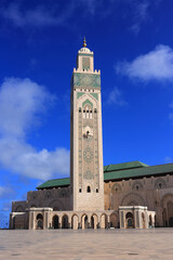 Fototapeta premium Morocco, Casablanca. Hassan II Mosque - worlds tallest minaret (210metres)