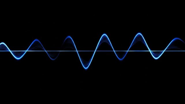 A visual representation of a sound wave depicted as multiple, parallel blue lines in a smooth pattern