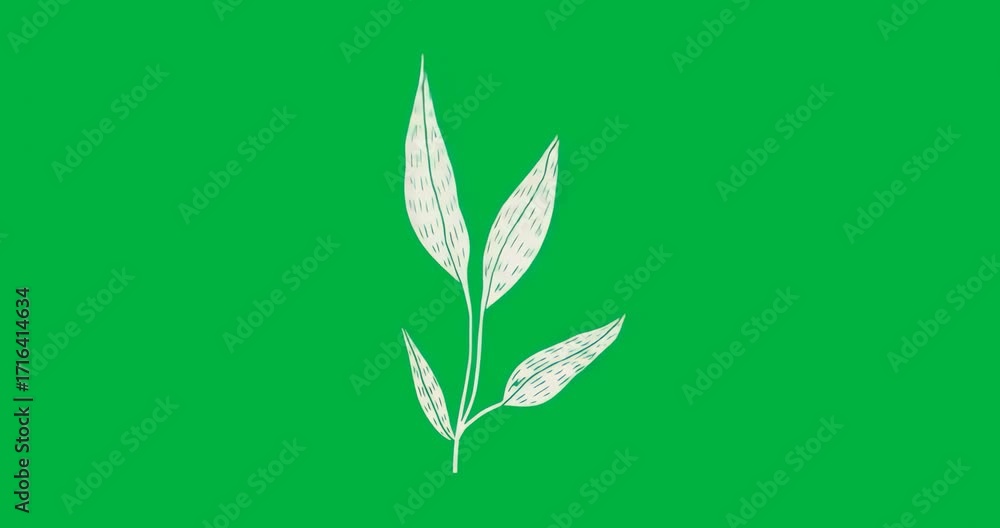 Aufkleber noise flickering around stylized botanical branch showing digital glitch on transparent layer