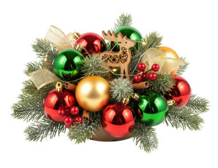 Christmas Ornament Centerpiece with Red Green Gold Balls
