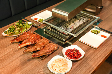 Chinese food. Grilled lamb ribs