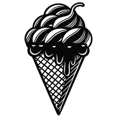 Deliciously illustrated ice cream cone with a swirl of toppings and vibrant colors perfect for summer treats and dessert themes