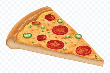realistic 3d delicious fast food icons (fried chicken,  pizza slice , french fries ) set isolated on transparent background