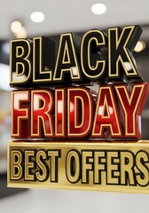 Back friday sale black friday best offers text with 3d effect