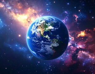 Earth in vibrant space