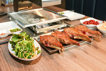 Chinese food. Grilled lamb ribs