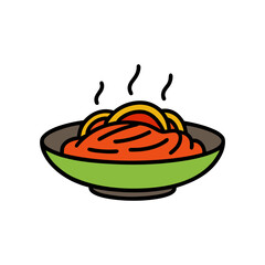 hand drawn Asian noodle dish in plate