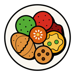 hand drawn holiday cookies dessert platter in plat