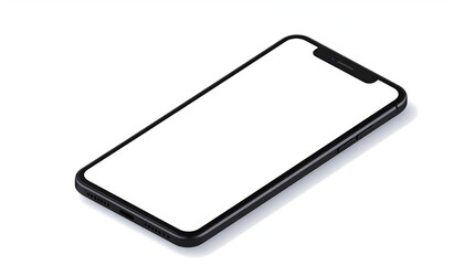 Modern Smartphone with Blank White Screen on White Background.