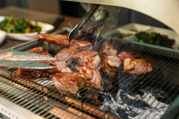 Chinese food. Grilled lamb ribs