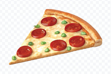 realistic 3d delicious fast food icons (fried chicken,  pizza slice , french fries ) set isolated on transparent background