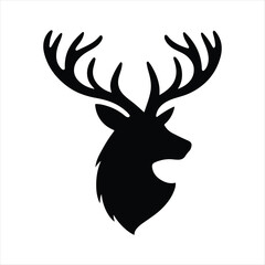 Deer with antlers vector silhouette outline logo design concept illustration