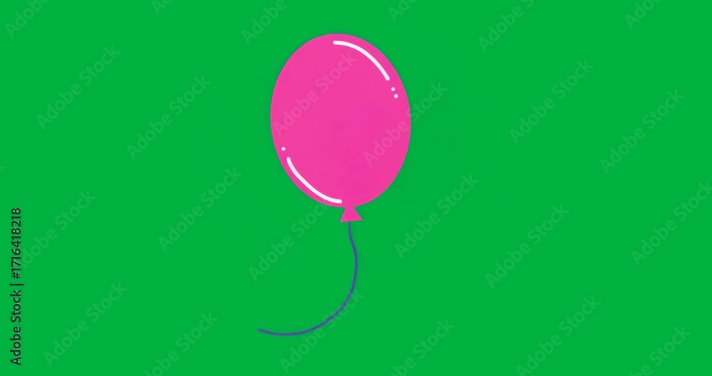 Aufkleber on play paint splash rotating clockwise behind pink balloon on transparent background for design
