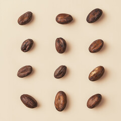 Coffee beans arrangement minimalist setting photography natural light top view aesthetic composition for coffee enthusiasts
