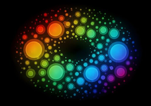Abstract colorful circles on black background, a vibrant and dynamic design element for creative projects, perfect for adding a touch of modern flair
