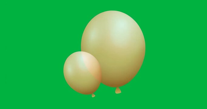 On starting, two peach-colored balloons remaining fixed in transparent space showing static layout