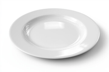 A porcelain dinner plate, 3D render, isolated on a white background.