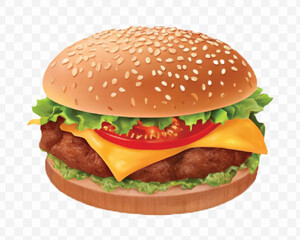 realistic 3d delicious fast food icons (fried chicken,  pizza slice , french fries ) set isolated on transparent background