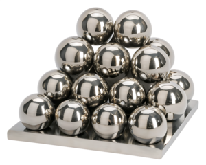 Stacked Shiny Metal Spheres on a Silver Base ball steel isolated on a transparent background