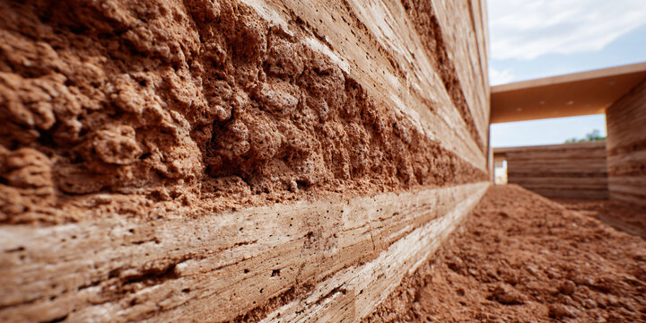 Textured Rammed Earth Wall