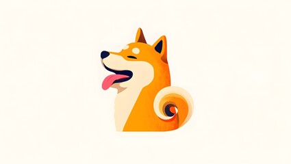 Obraz premium Hand-Drawn Portrait of Shiba Inu Dog Illustration A clean hand-drawn framed portrait illustration of a Shiba Inu dog with tongue sticking out and panting. Isolated on a white background in artistic sk