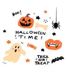 Cute Halloween doodles design for templates.