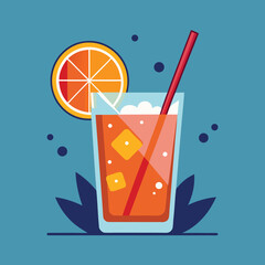Vibrant cocktail drink illustration with colorful garnishes and ice cubes