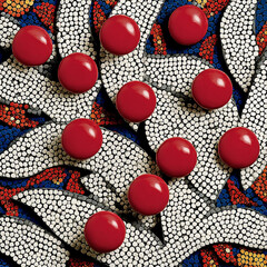 Splashes - Random crimson dots on a minimalist blue surface