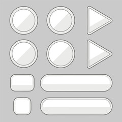 Minimal flat button set with round, square, and play icons. Perfect for mobile apps, games, websites, user interface design, and digital projects. Vector style with clean modern look.