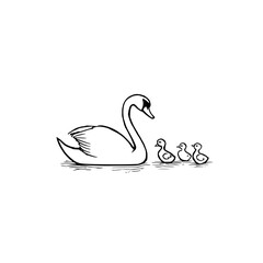 Swan family clip art vector image download swan and cygnets illustration swan drawing swan outline swan design 100