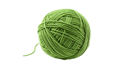 Green yarn ball isolated on black background for knitting and crochet crafts projects closeup