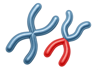 Chromosome X and Y with Red Segment on Background x chromosome y chromosome isolated on a transparent background