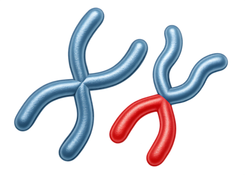 Chromosome X and Y with Red Segment on Background x chromosome y chromosome isolated on a transparent background