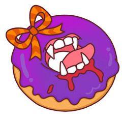 Halloween Vampire Donut, Spooky Treat Illustration