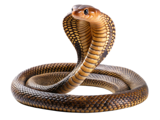 Cobra Snake Displaying Hood on Background reptile venomous isolated on a transparent background