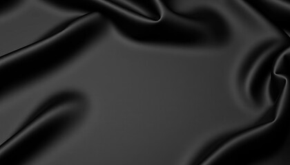 Deep black silk fabric with subtle wrinkles and sheen,  photography,  shiny