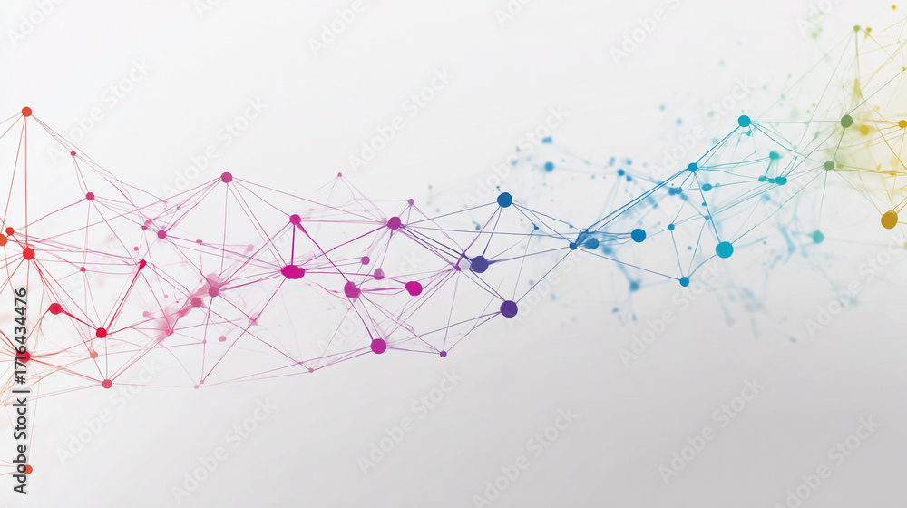 Aufkleber abstract network colorful nodes connection lines technology background