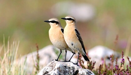 Fototapeta premium Two birds perched on a rock (3)