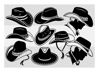 Cowboy Hat Silhouette, Cowboy Hat Svg, Southwestern svg, Country Hat, Western Svg, Hat Svg, Cowgirl Png, Cowboy Svg Images,