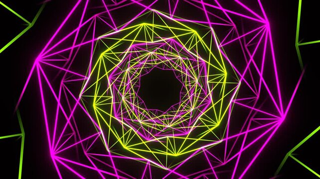 Pink and Green Neon Grided Lines Background VJ Loopin in 4K