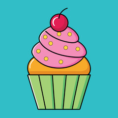 Whimsical cupcake dessert vector design featuring sweet treats and colorful frosting