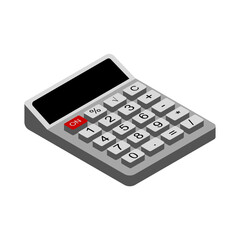 Digital calculator icon with red button for math finance accounting and business operations computing essentials