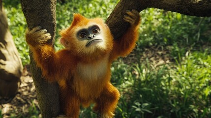 Obraz premium Baby monkey climbing tree