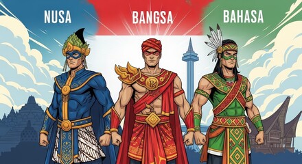 Indonesian National Identity Unity Diversity Culture Heritage Illustration.
