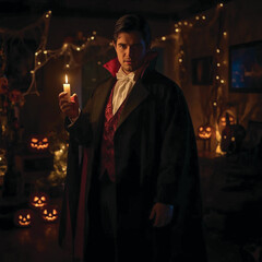 man in halloween vampire costume