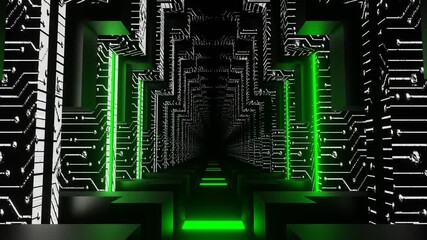 White and Green Chip Shapes Indoors Background VJ Loop in 4K