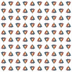 Repeating geometric shapes decorative arrangement.
An array of repeating geometric shapes arranged in a grid pattern.