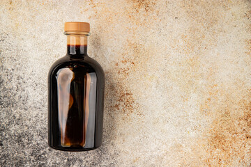 Balsamic vinegar sweet and sour condiment balsamic natural product tasty snack fresh delicious gourmet food background on the table rustic top view copy space