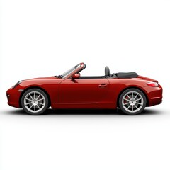 Elegant Red Convertible Car Showcased on White Background in a Studio Shot
