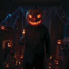 man in jack o lantern halloween costume